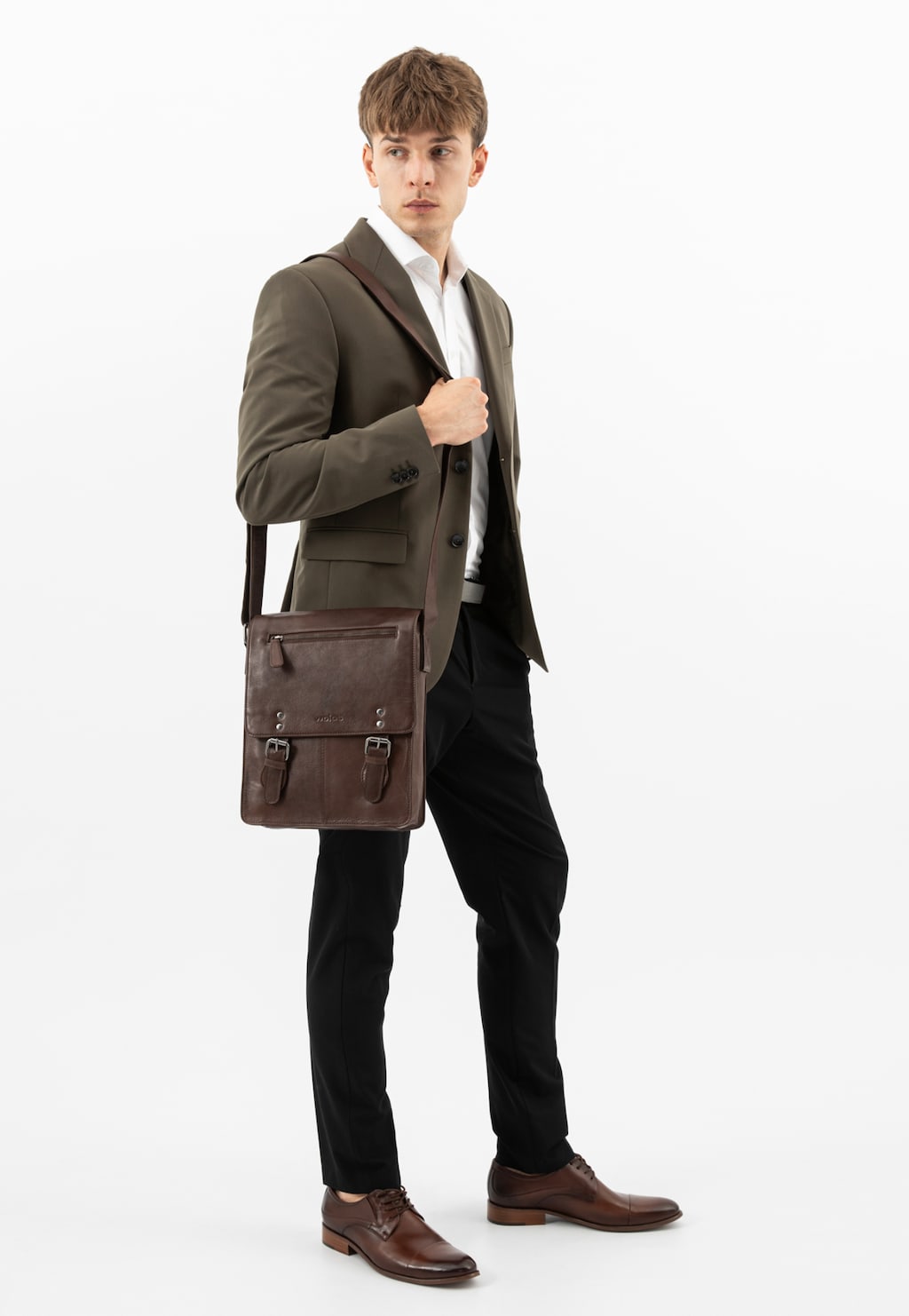 Hnedá kožená taška cez rameno 90027-52 Widok 9