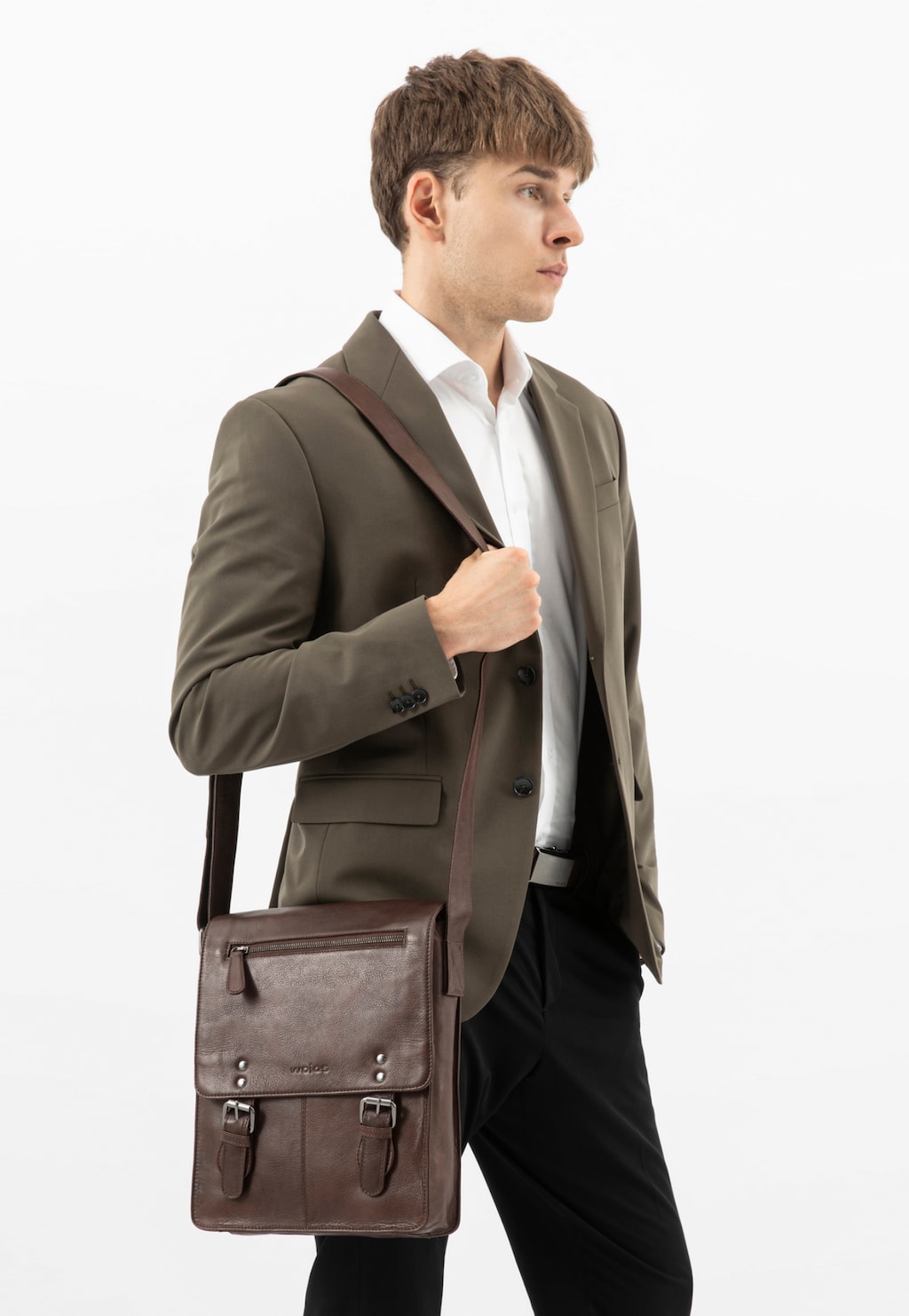 Hnedá kožená taška cez rameno 90027-52 Widok 1