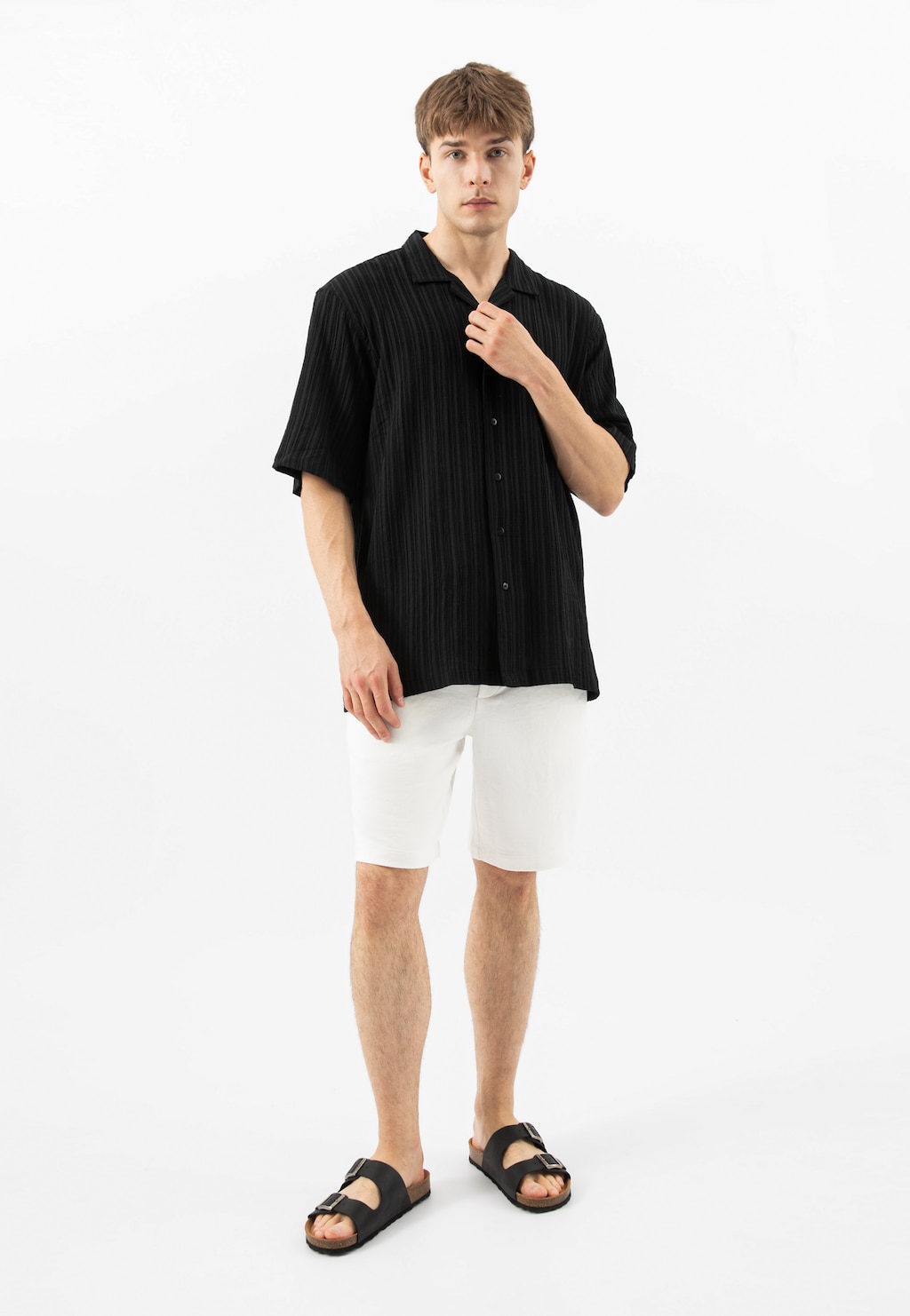 Černé pohodlné pánské pantofle na korkové podrážce 32020-91 Widok 8