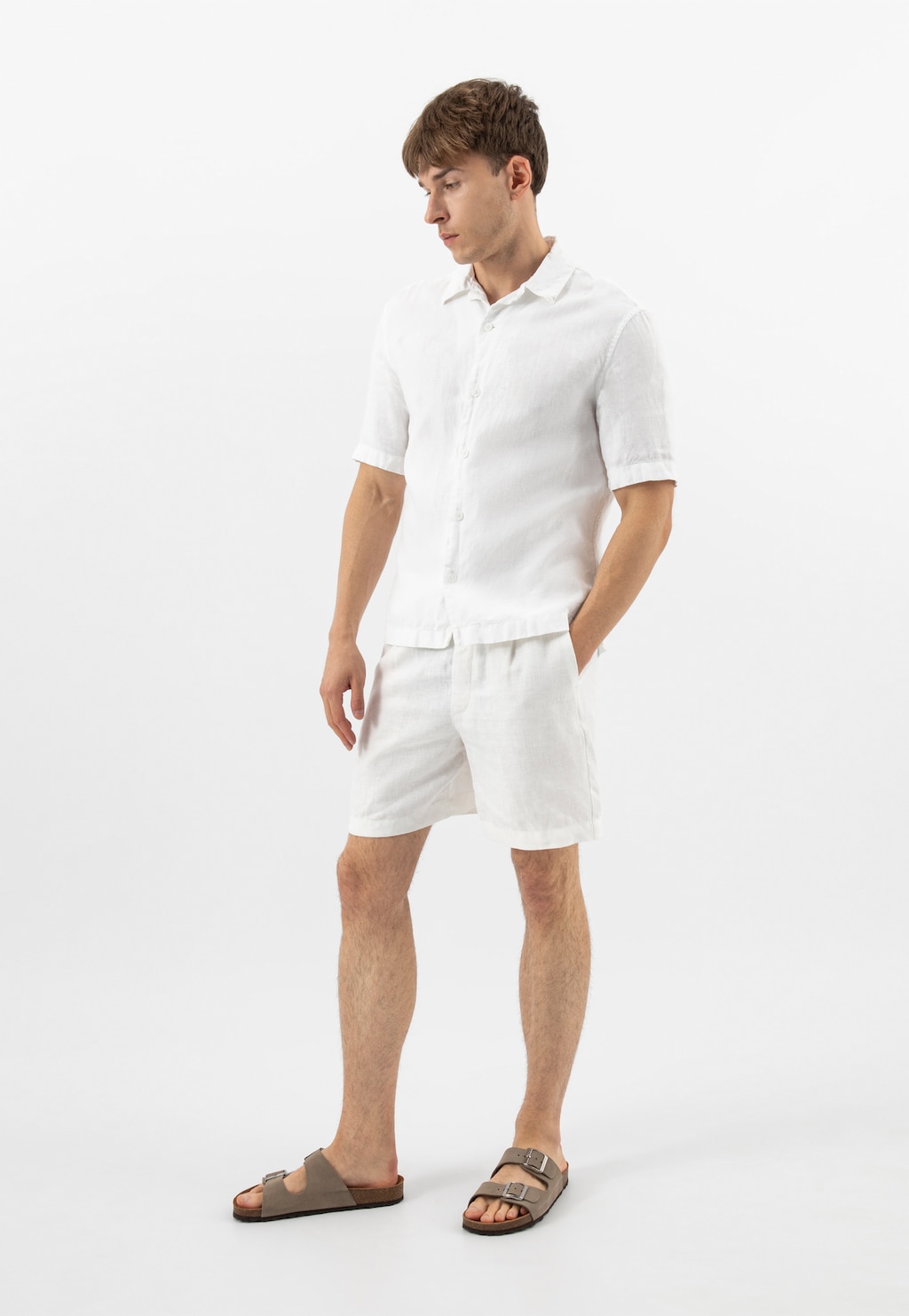 Béžové pánské pantofle na korkové podrážce 32020-64 Widok 1