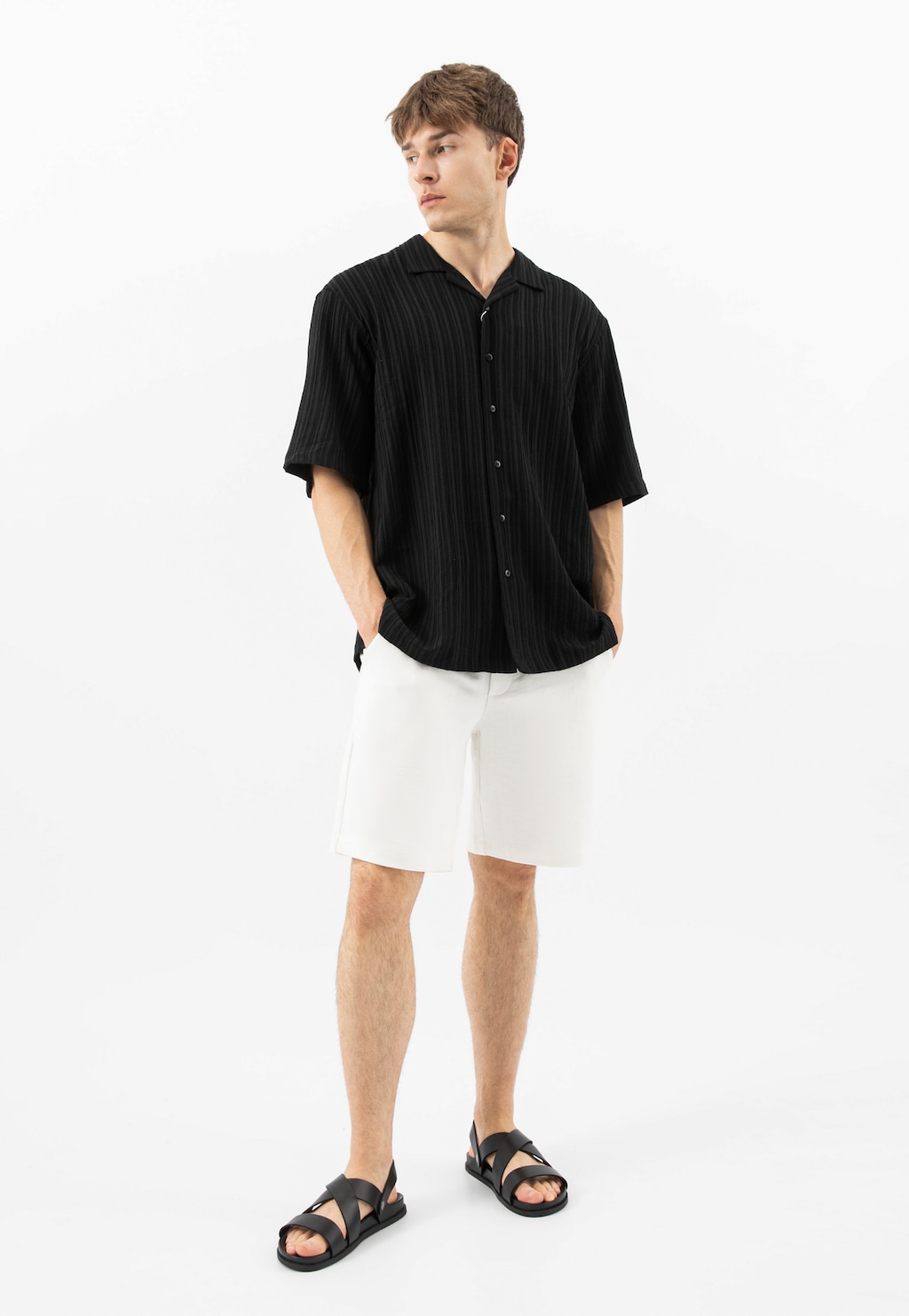 Czarne skórzane sandały męskie 29017-51 Widok 9