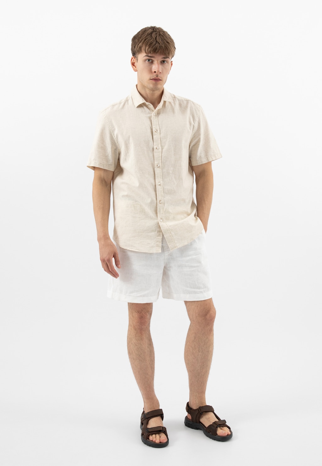 Brązowe sandały męskie ze skóry crazy horse 29014-92 Widok 7