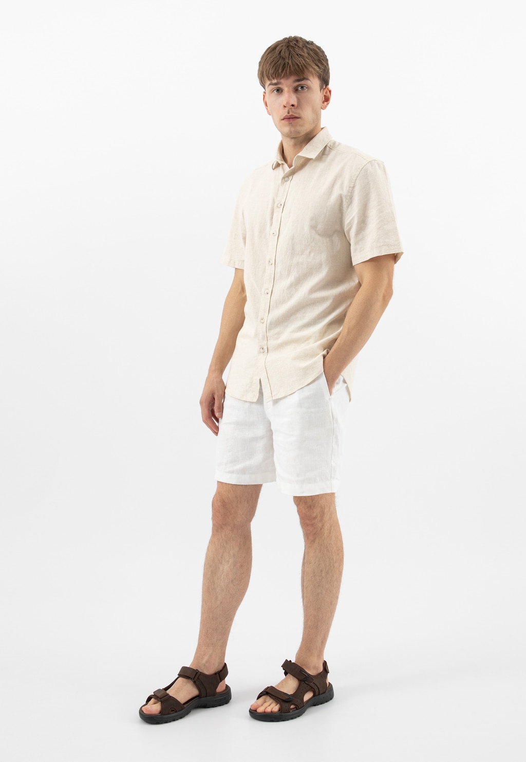 Brązowe sandały męskie ze skóry crazy horse 29014-92 Widok 1