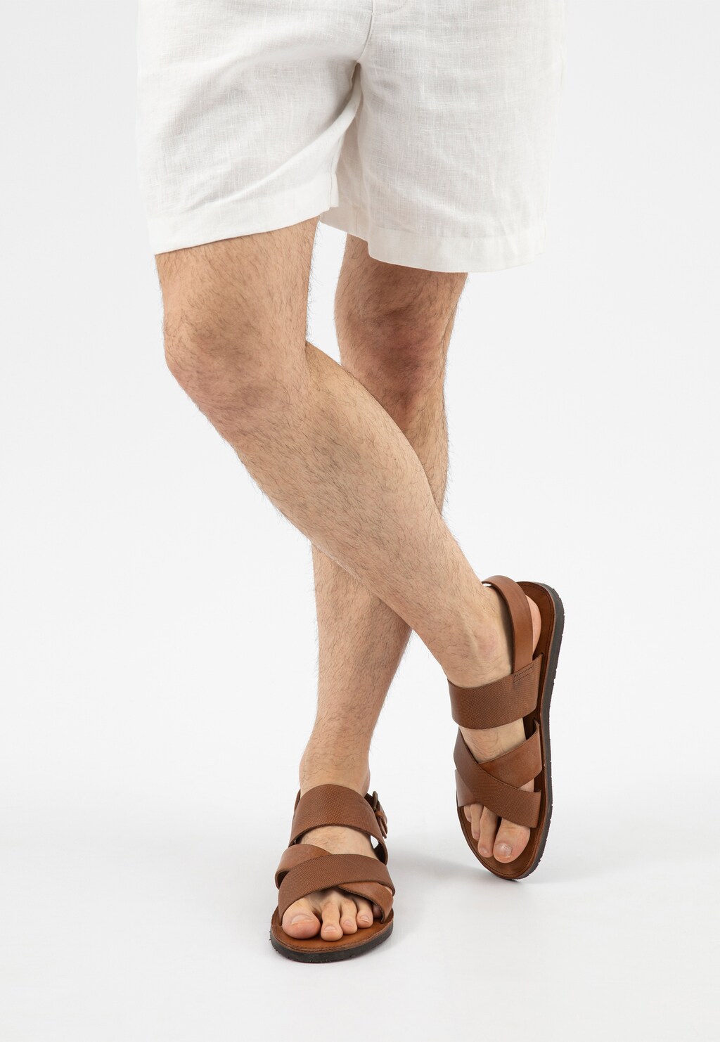 Brązowe skórzane sandały męskie 29007-54 Widok 9