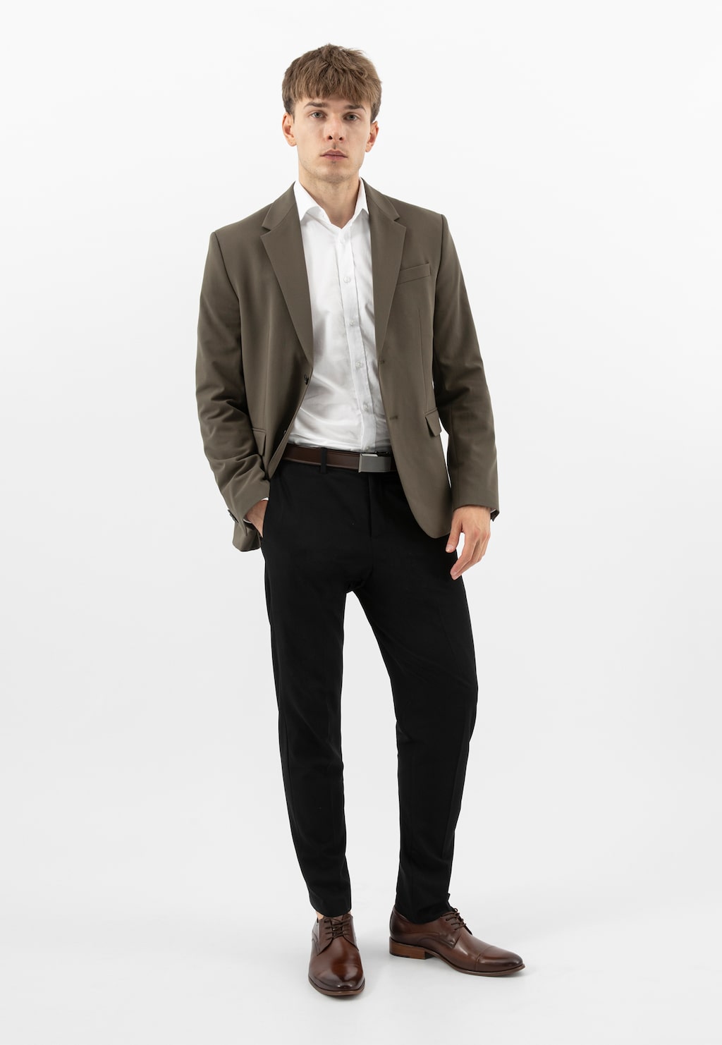 Hnědé pánské společenské polobotky z lícové kůže 10281-52 Widok 9