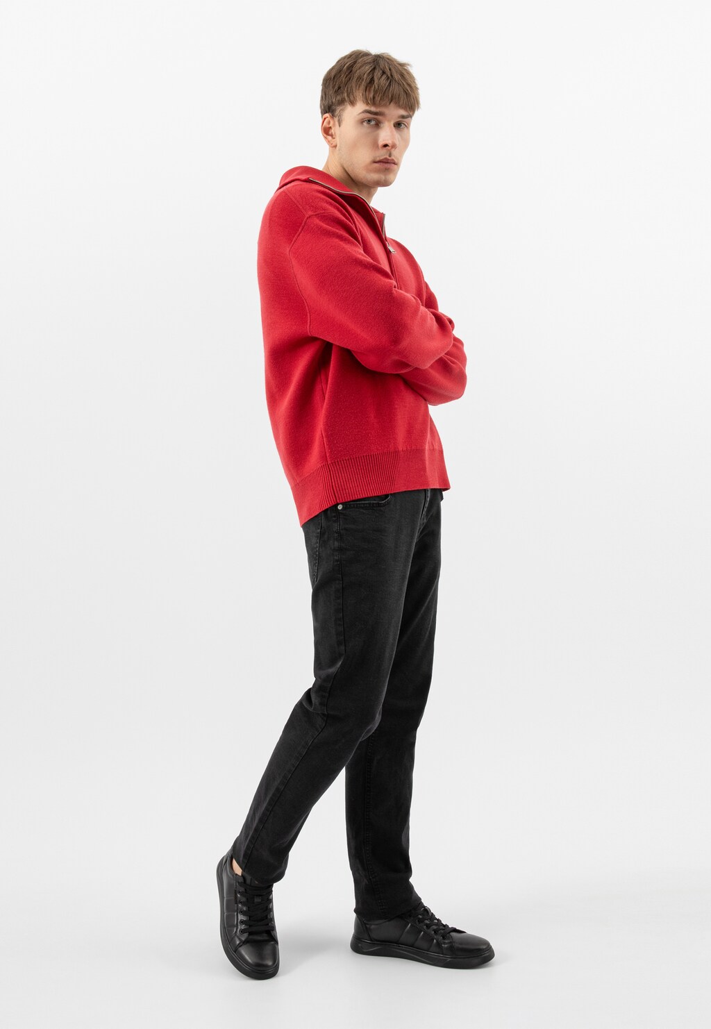 Czarne skórzane trampki męskie 10247-51 Widok 10