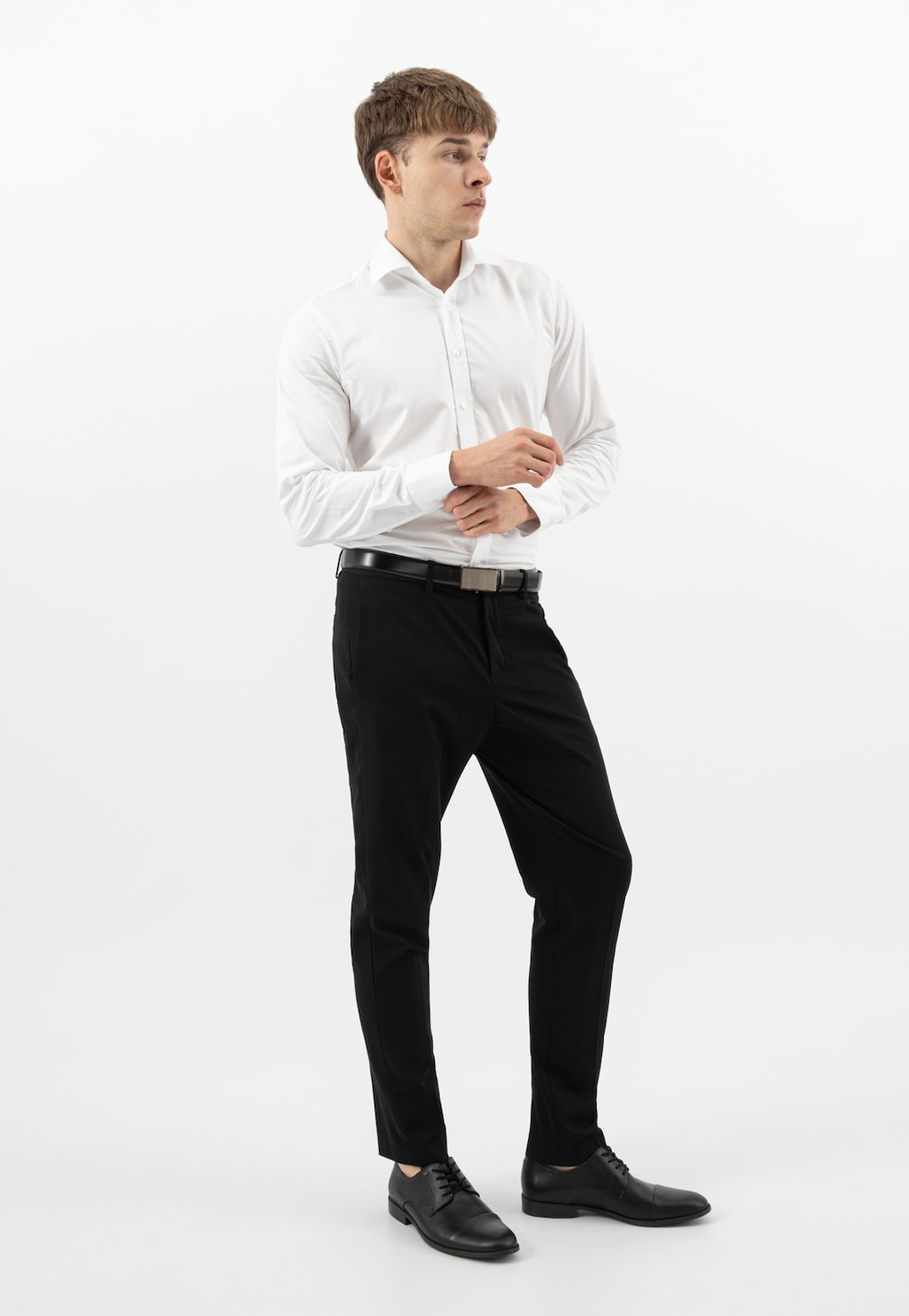 Černé společenské polobotky pro muže z lícové kůže 10274-51 Widok 8