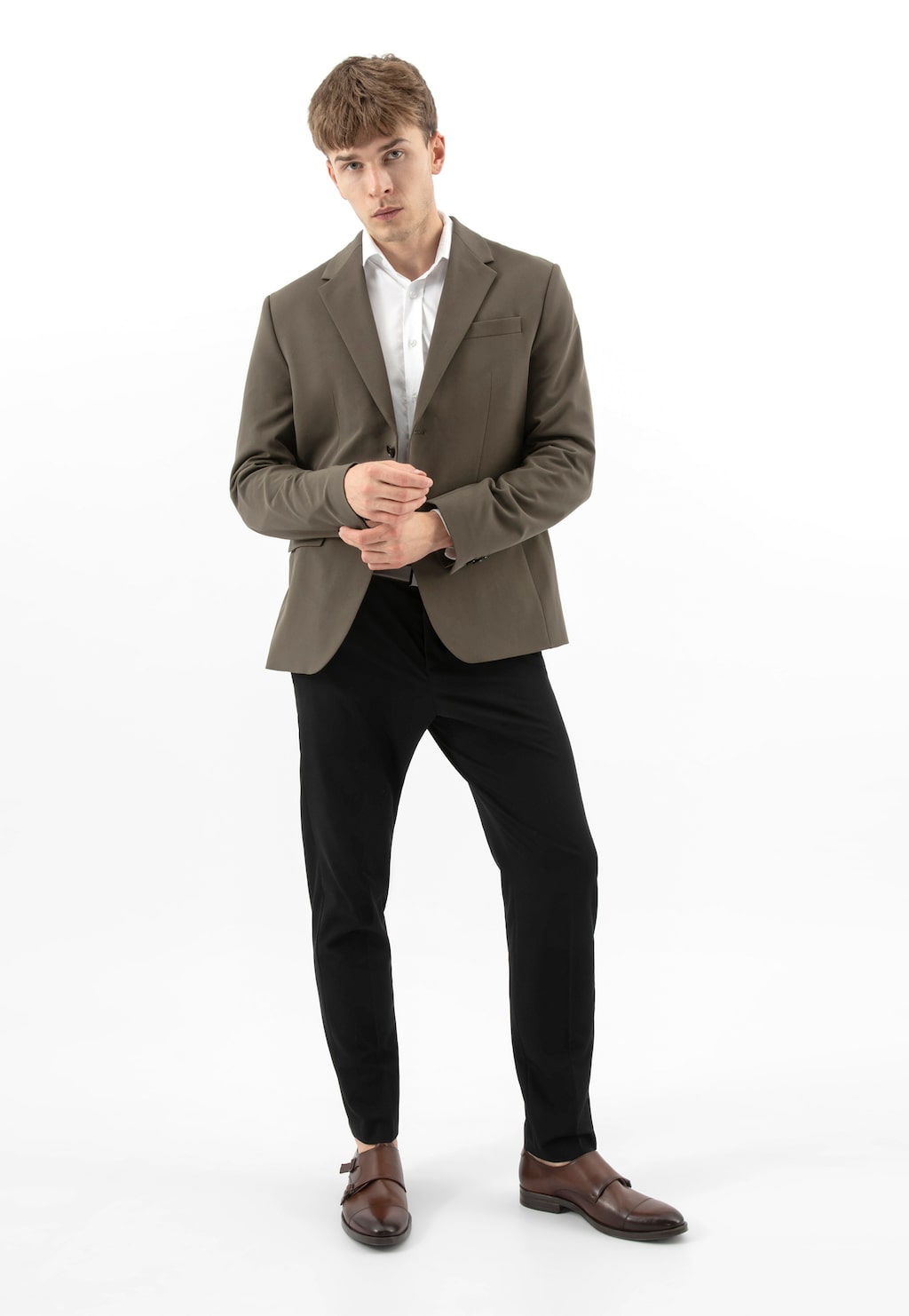 Brązowe wizytowe półbuty typu monki 10265-52 Widok 10