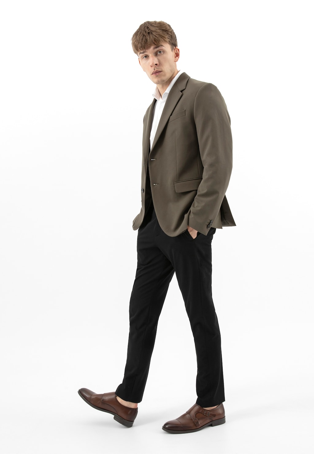 Brązowe wizytowe półbuty typu monki 10265-52 Widok 1