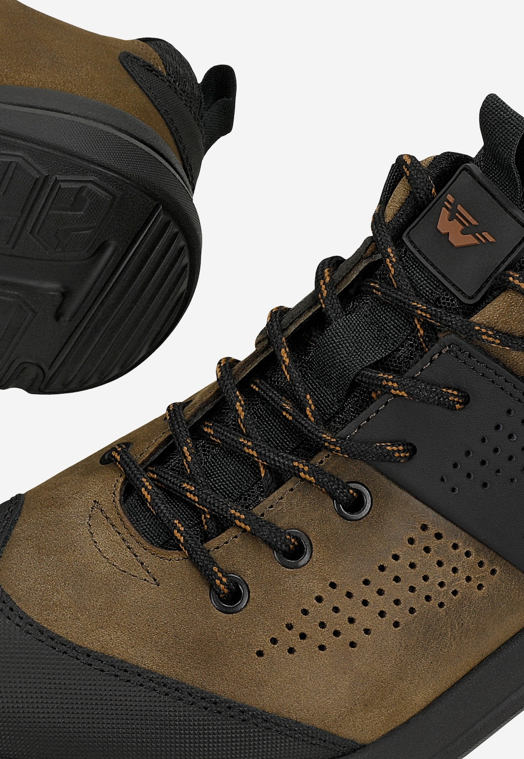 Ciemnobrązowe skórzane trekkingi męskie z czarnymi wstawkami 10261-82 Widok 7