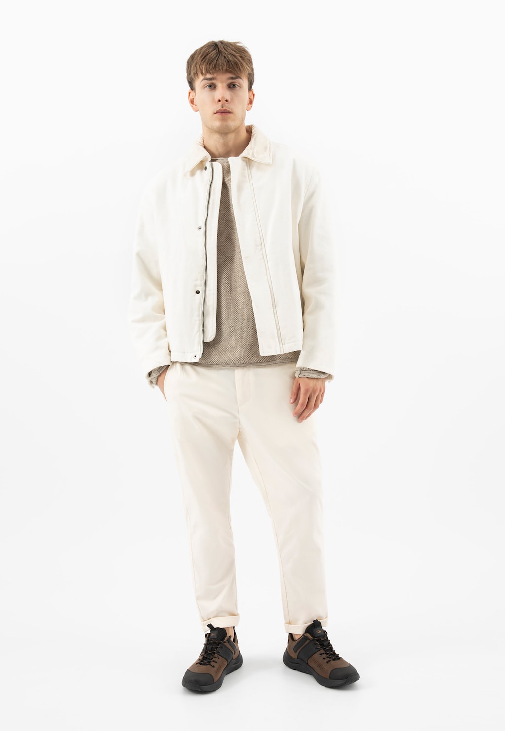 Ciemnobrązowe skórzane trekkingi męskie z czarnymi wstawkami 10261-82 Widok 9