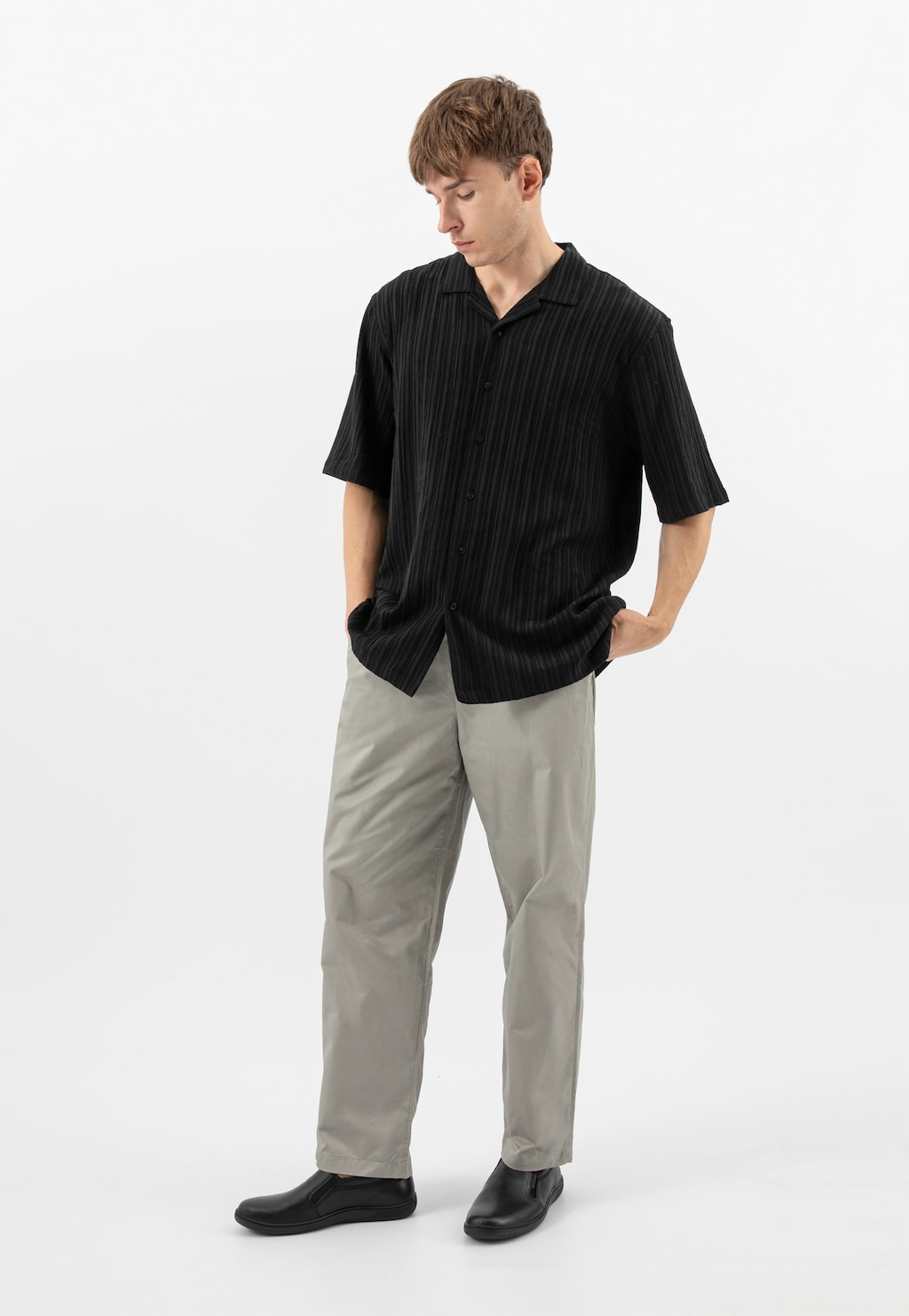 Černé pánské mokasíny z lícové kůže 10255-51 Widok 9