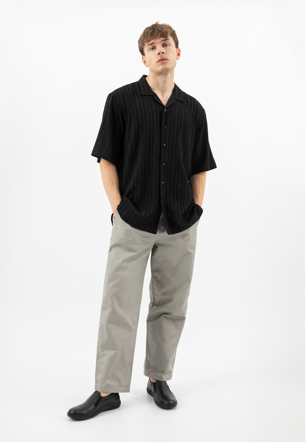 Černé pánské mokasíny z lícové kůže 10255-51 Widok 1