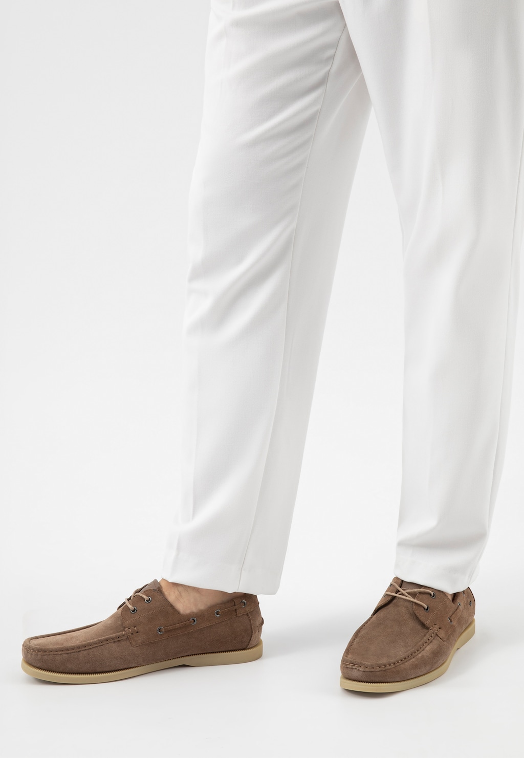 Béžové šněrovací polobotky pánské ve stylu mokasínů 10256-64 Widok 9