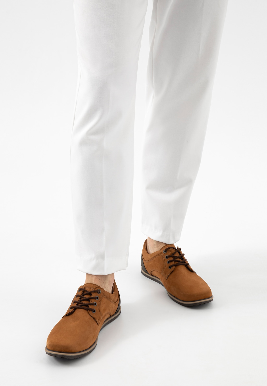 Brązowe półbuty męskie z granatową wstawką na pięcie 10254-23 Widok 9