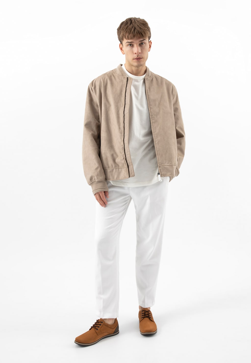 Brązowe półbuty męskie z granatową wstawką na pięcie 10254-23 Widok 10