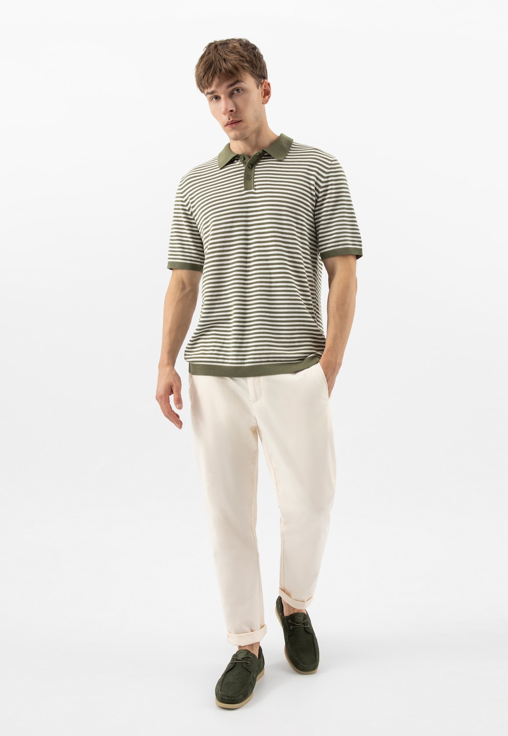 Zelené pánské námořnické mokasíny 10256-67 Widok 1