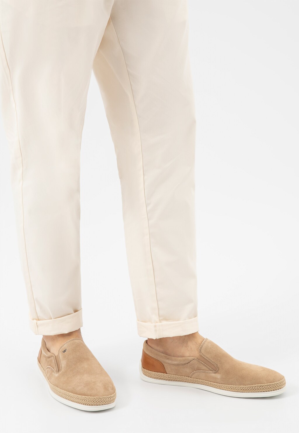 Béžové nazouváky pánské s koženkovou vložkou 10258-74 Widok 8