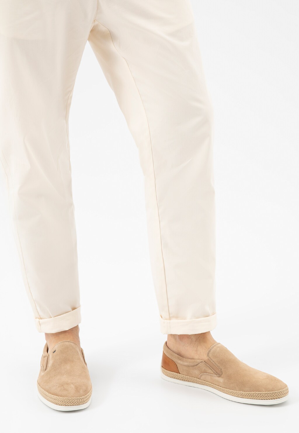 Béžové nazouváky pánské s koženkovou vložkou 10258-74 Widok 9