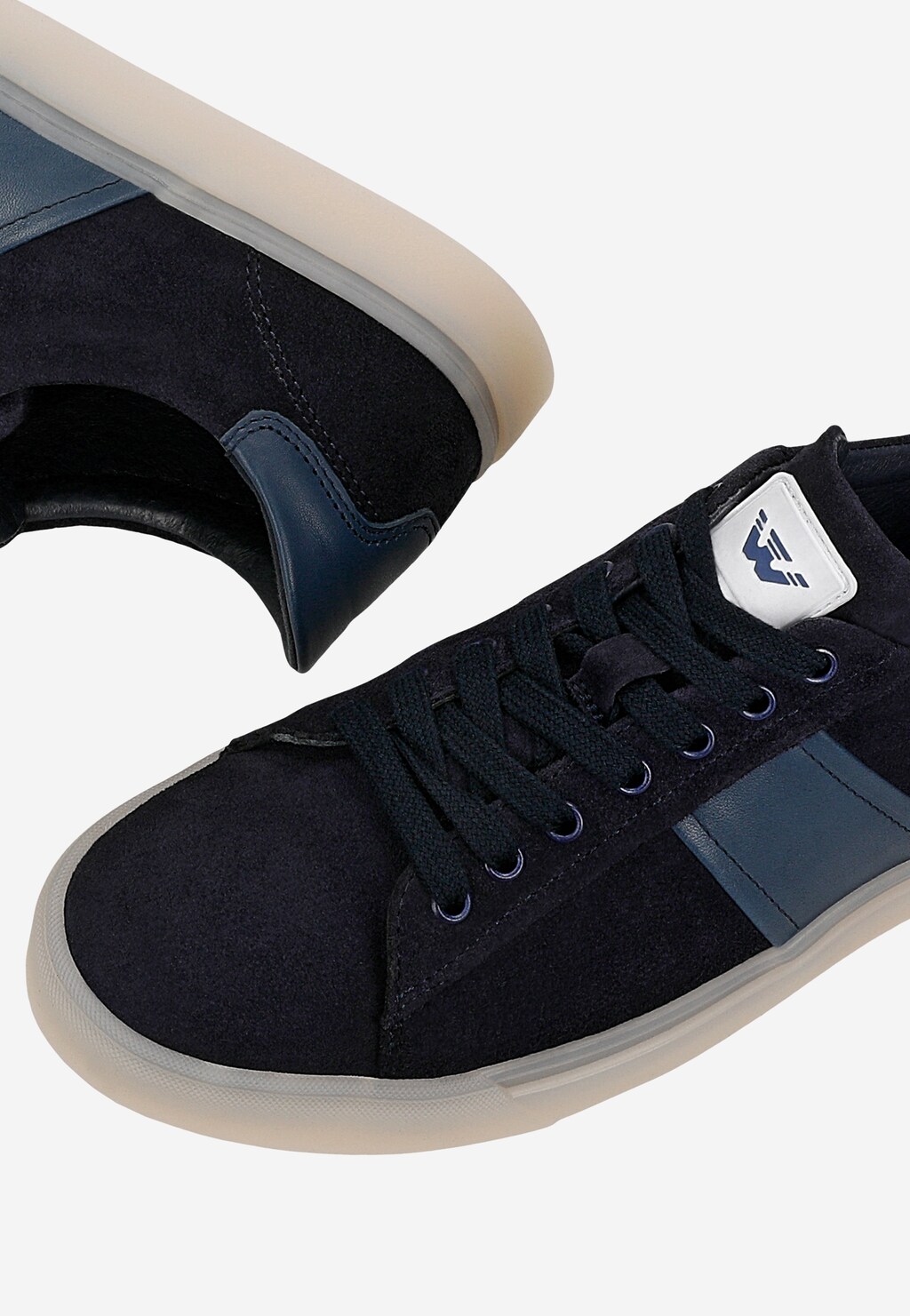 Granatowe trampki męskie z wstawką ze skóry  licowej 10246-66 Widok 7