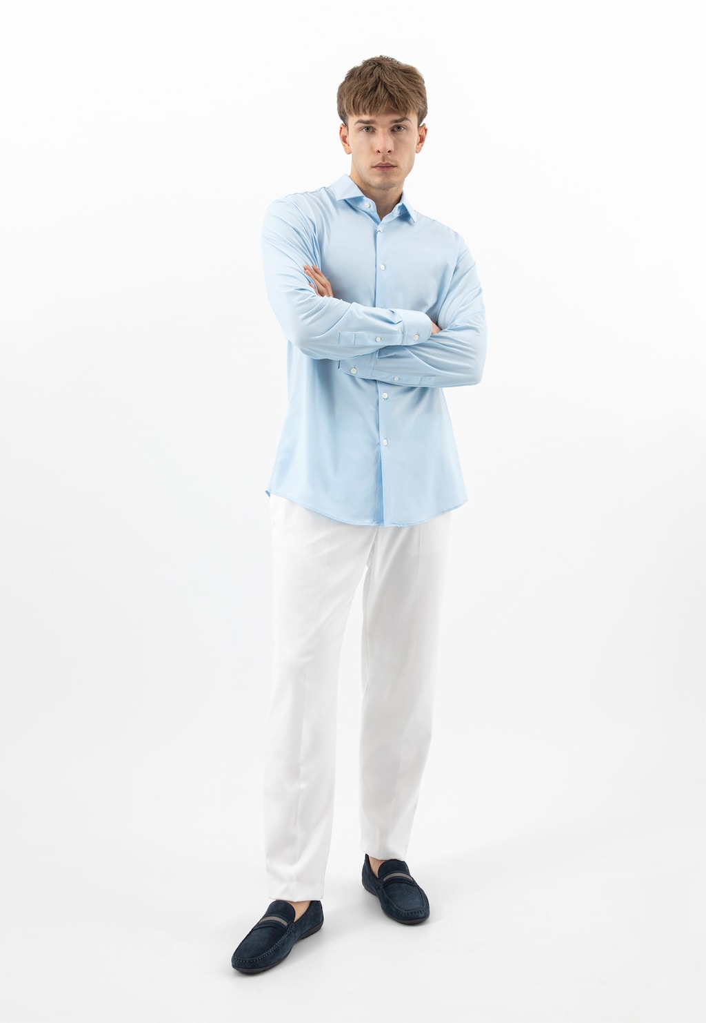 Tmavě modré pánské mokasíny z velurové useně 10146-66 Widok 9