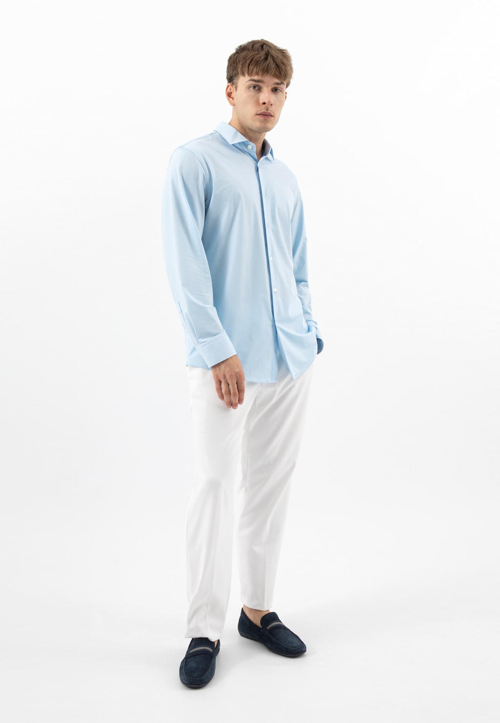 Tmavě modré pánské mokasíny z velurové useně 10146-66 Widok 10