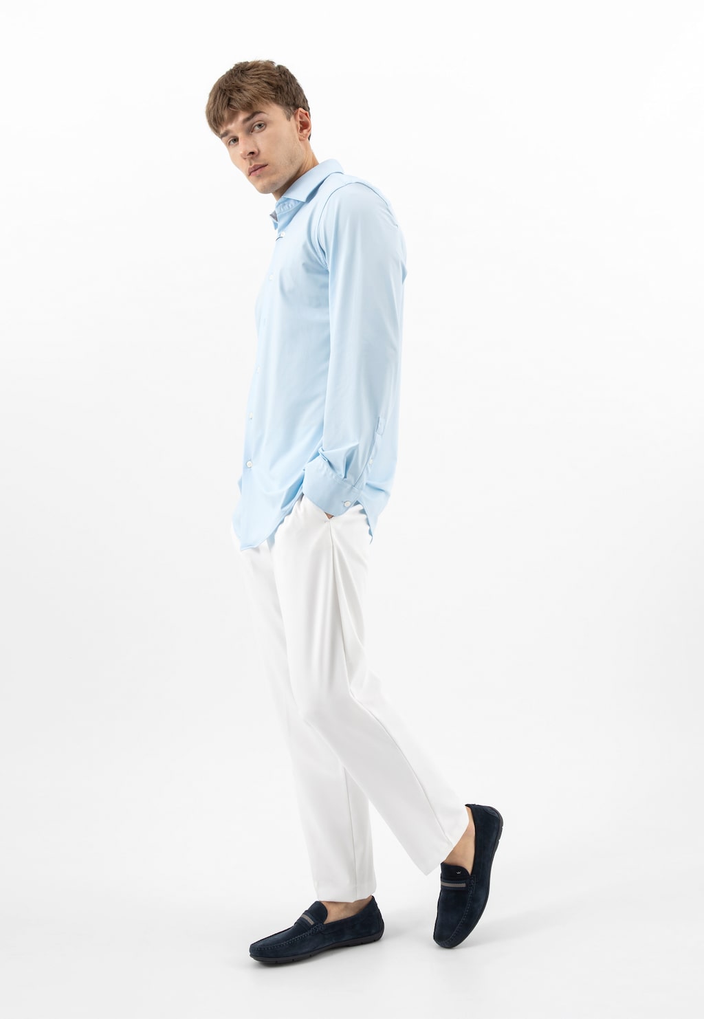 Tmavě modré pánské mokasíny z velurové useně 10146-66 Widok 1