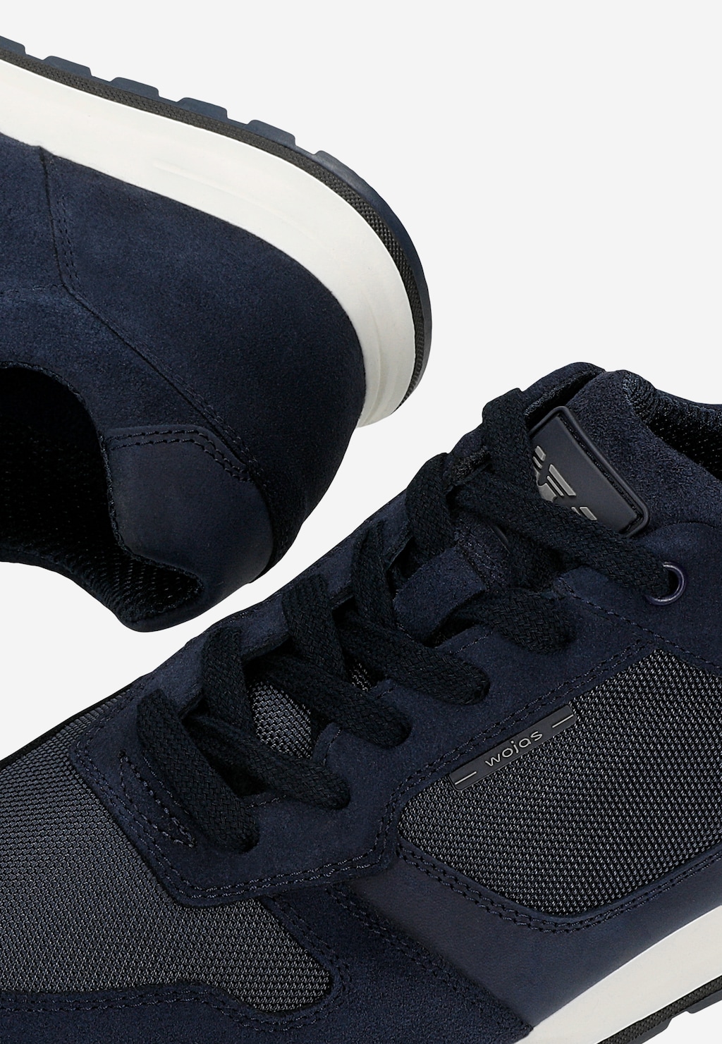 Granatowe sneakersy męskie z łączonych skór 10243-86 Widok 7