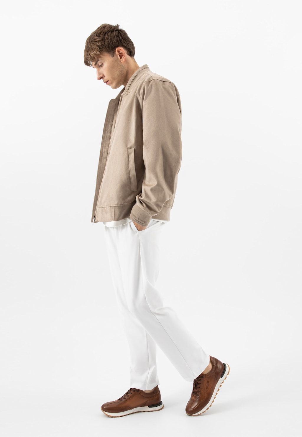 Světle hnědé pánské sneakery z lícové kůže 10201-53 Widok 1