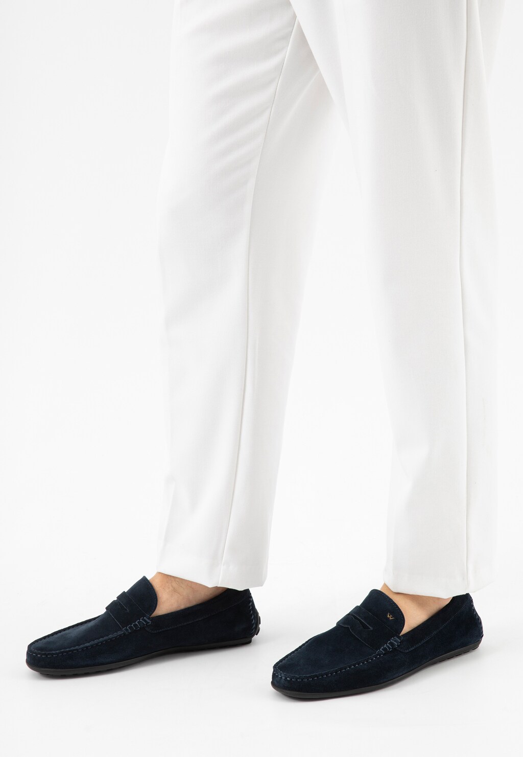 Granatowe mokasyny męskie na czarnej podeszwie 10116-68 Widok 8