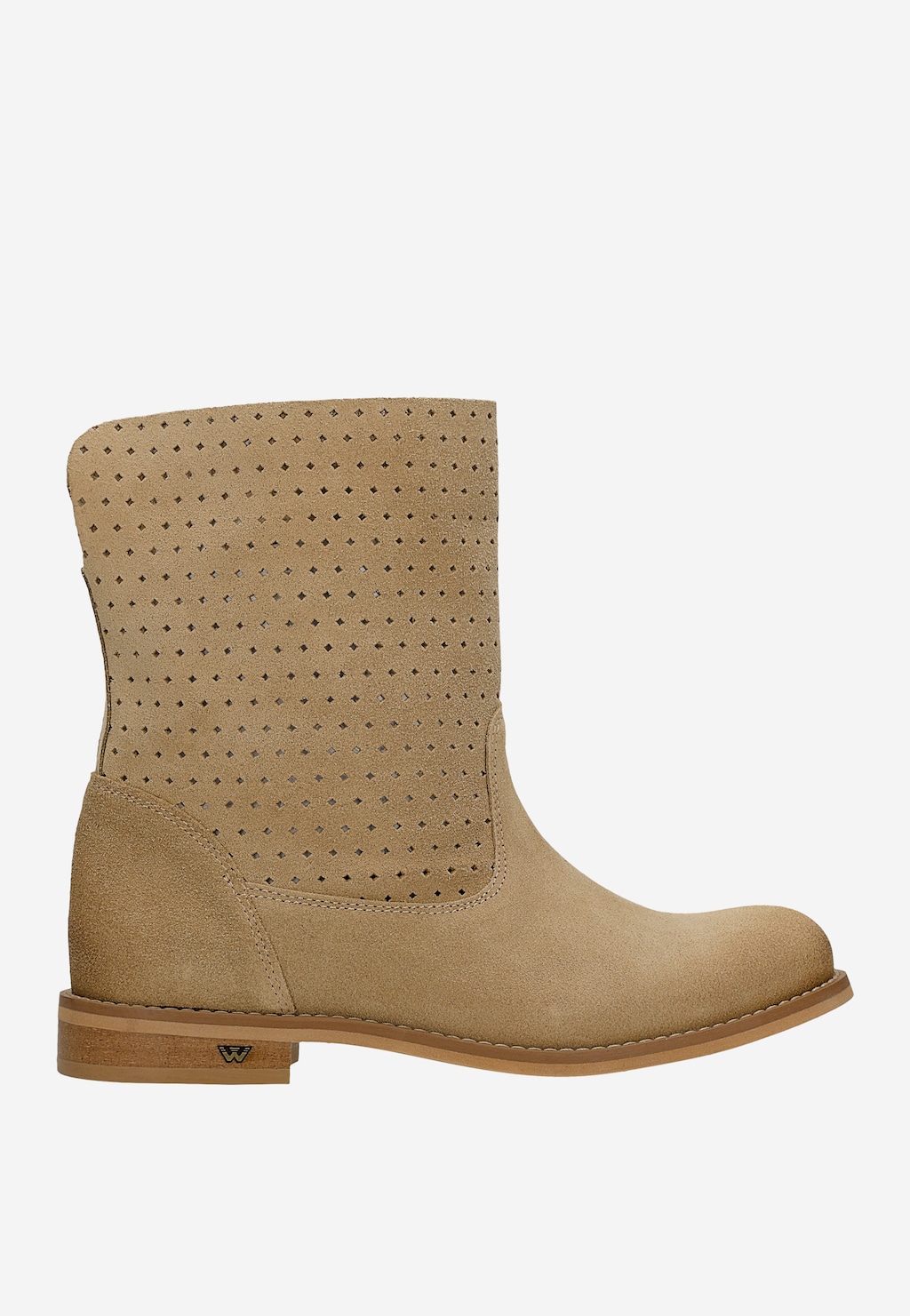 Beżowe wsuwane botki damskie z ażurową cholewką 55376-64 Widok 1