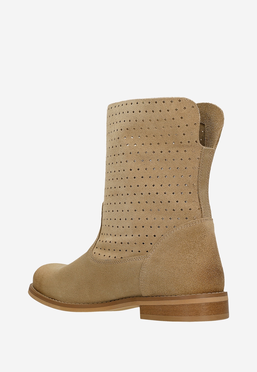 Beżowe wsuwane botki damskie z ażurową cholewką 55376-64 Widok 3