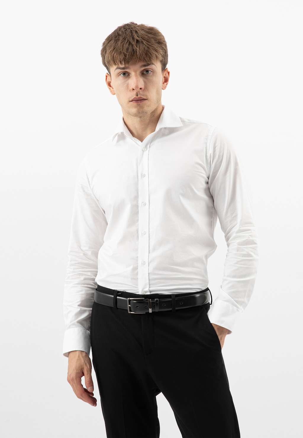 Černý klasický pánský opasek z pravé kůže 93125-51 Widok 1