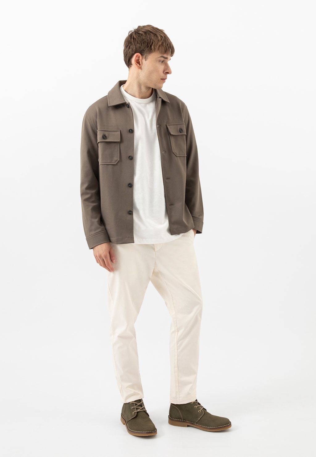 Hnědé kožené chukka polobotky 24400-90 Widok 1