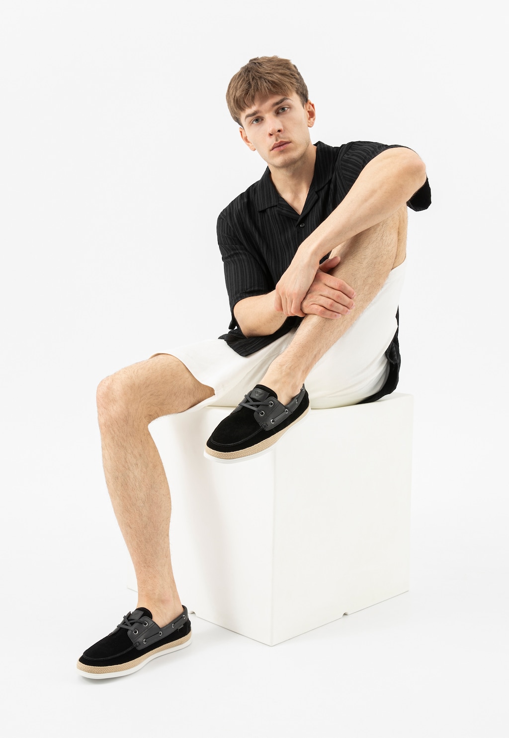 Čierne pánske poltopánky z kombinovaných kôž 10259-71 Widok 10