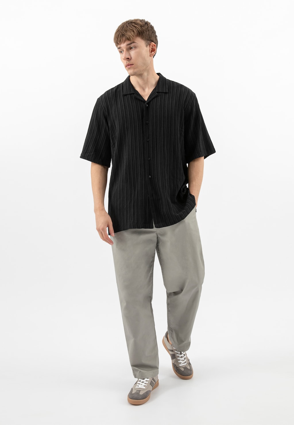 Sivé pánske tenisky z pravej kože 10234-70 Widok 10