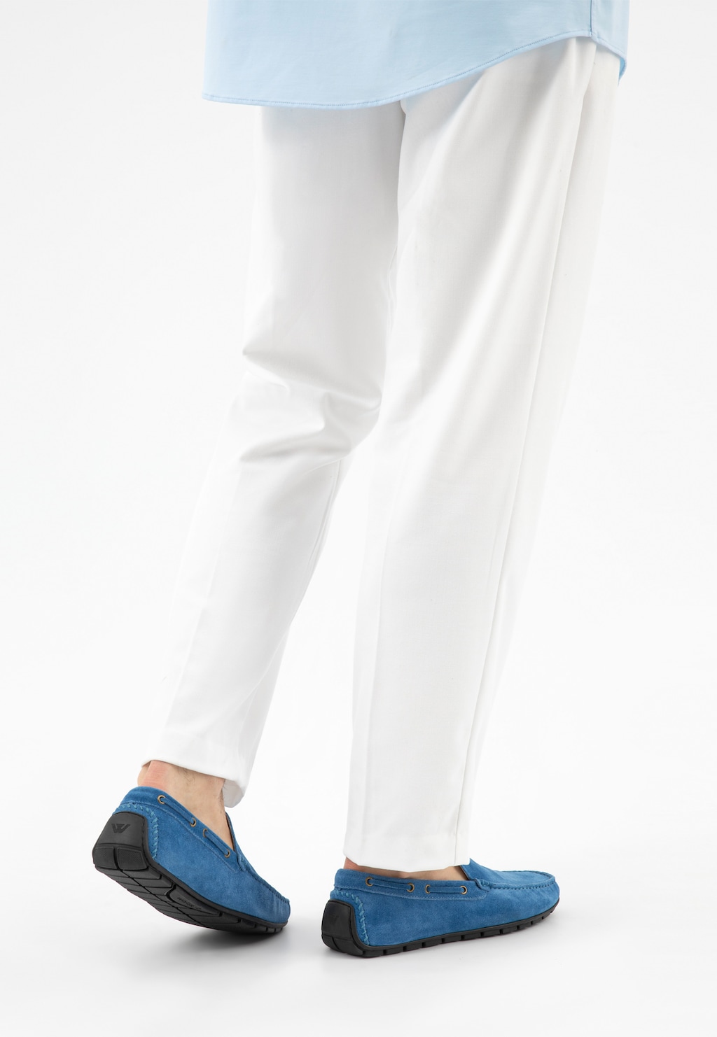 Modré mokasíny na čiernej podrážke 10047-69 Widok 7