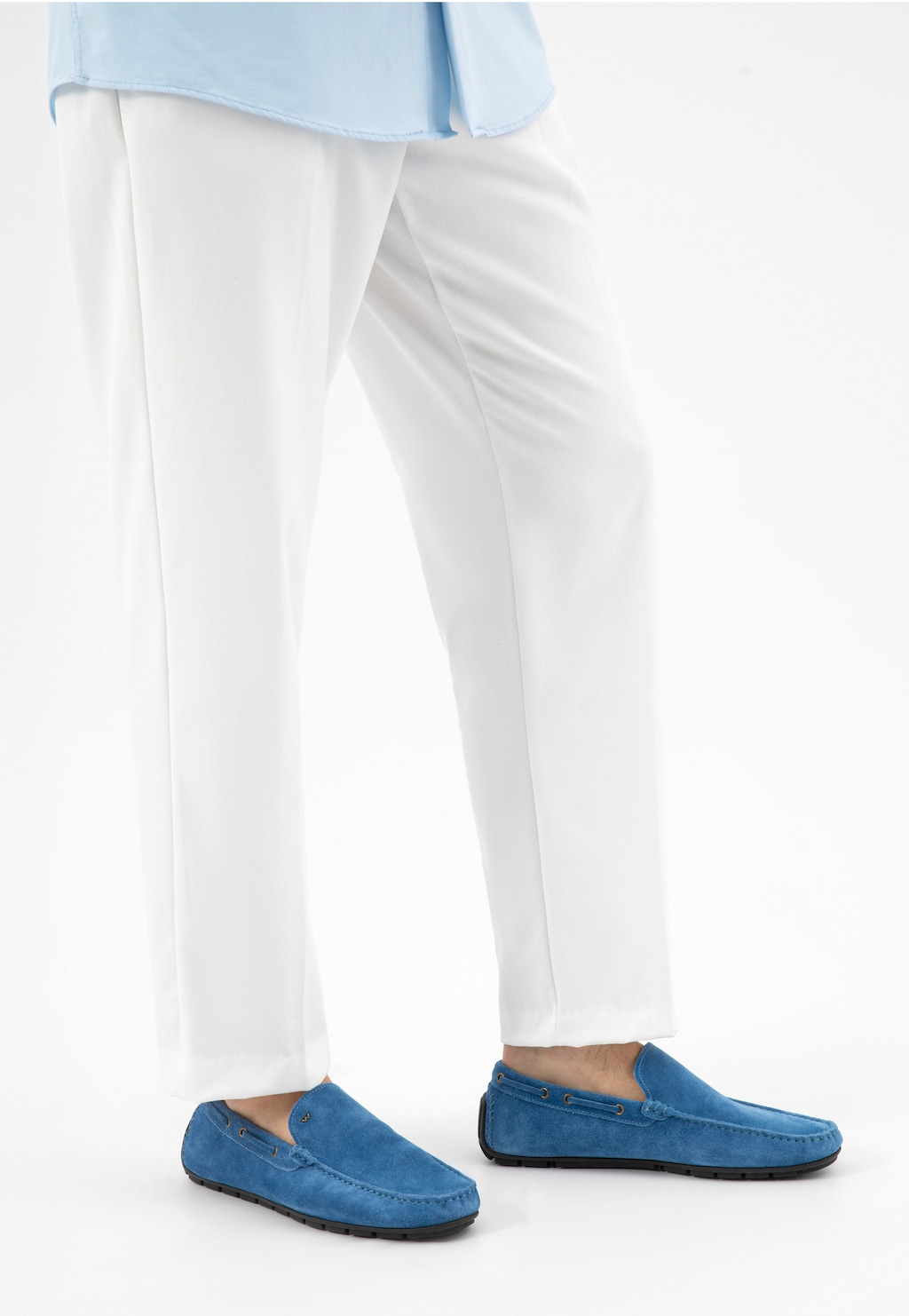 Modré mokasíny na čiernej podrážke 10047-69 Widok 8