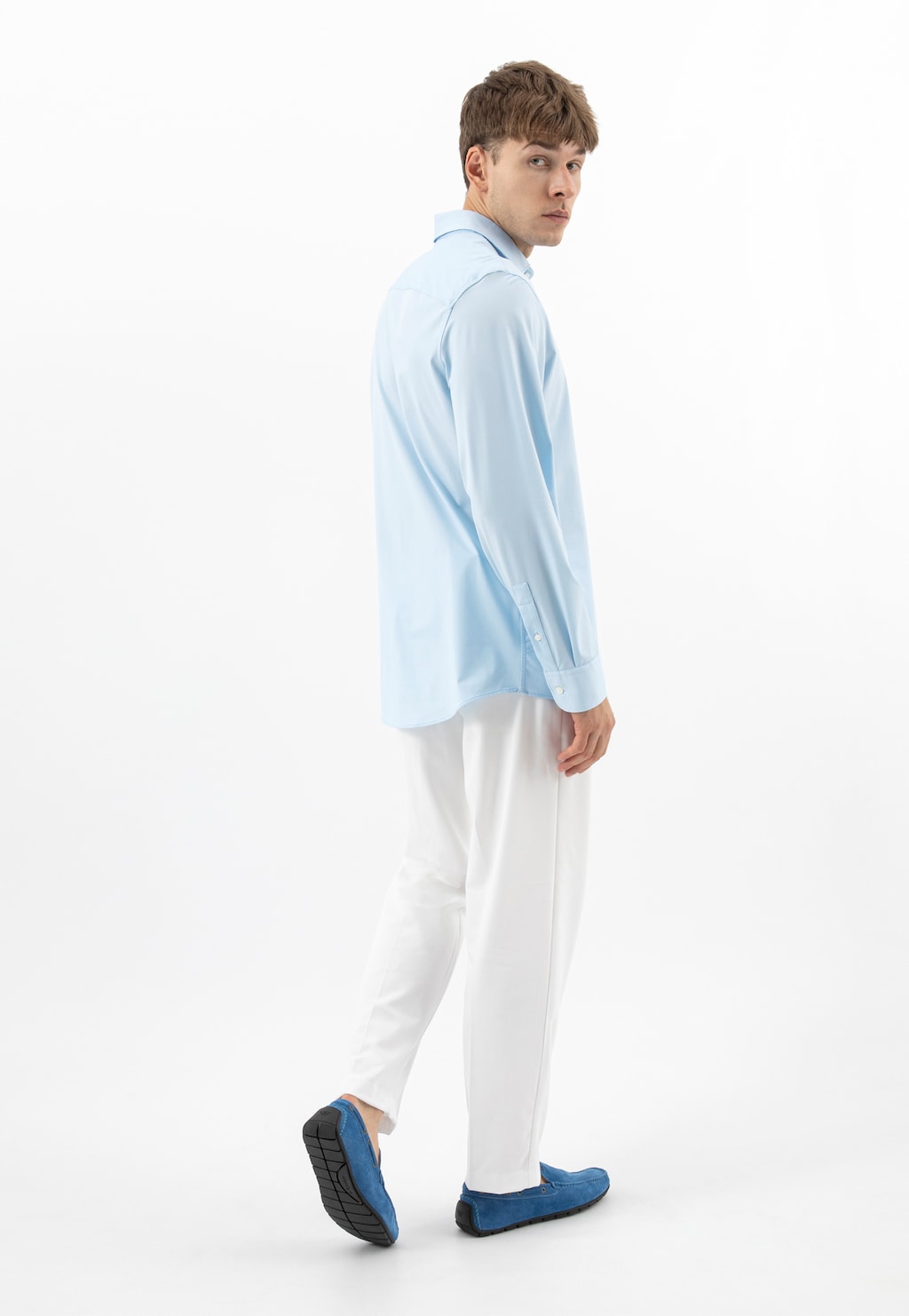 Modré mokasíny na čiernej podrážke 10047-69 Widok 9