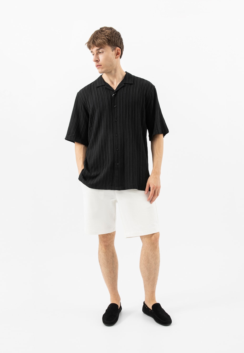 Čierne pánske poltopánky do práce aj na voľný čas 10047-61 Widok 9