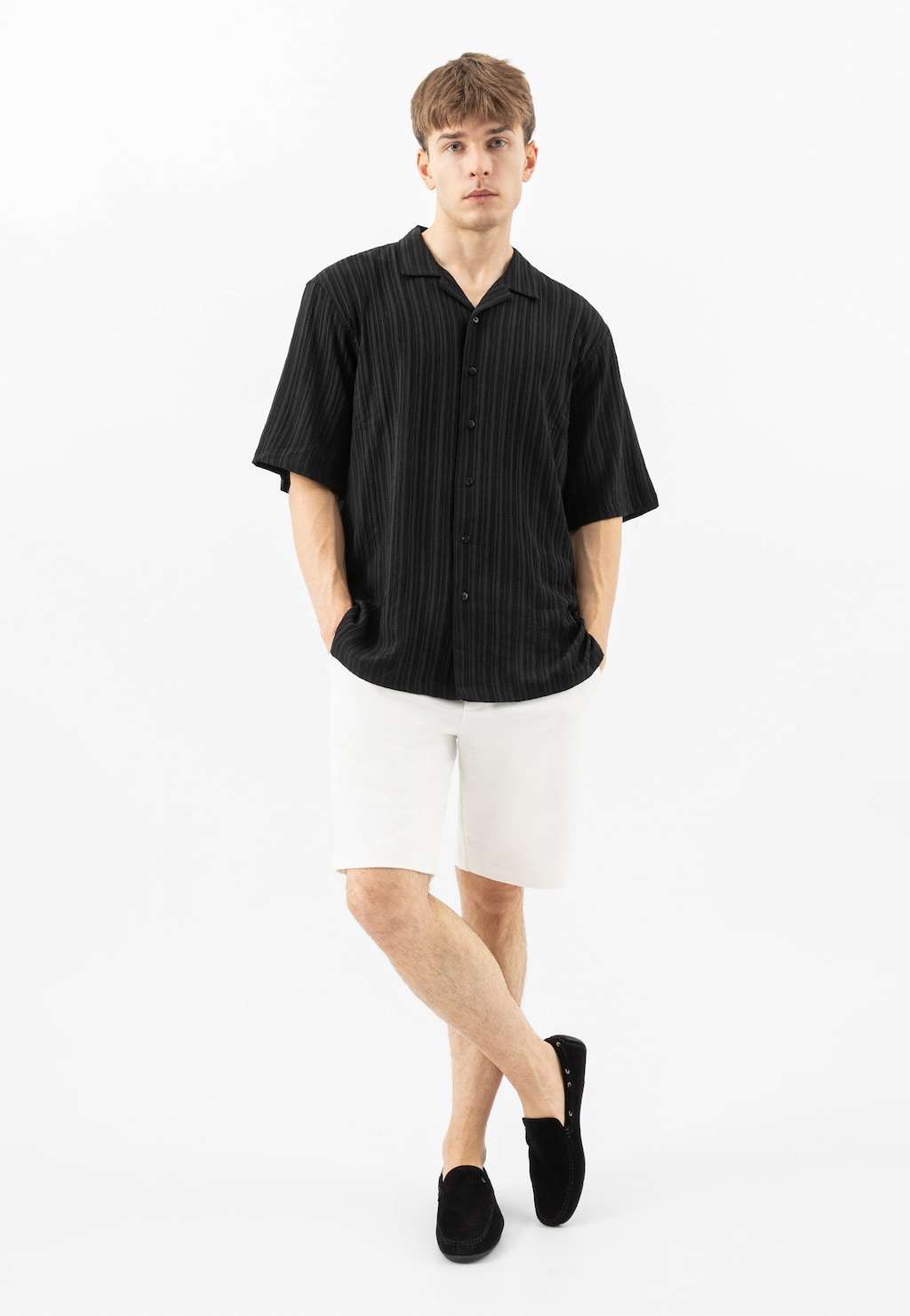 Čierne pánske poltopánky do práce aj na voľný čas 10047-61 Widok 1