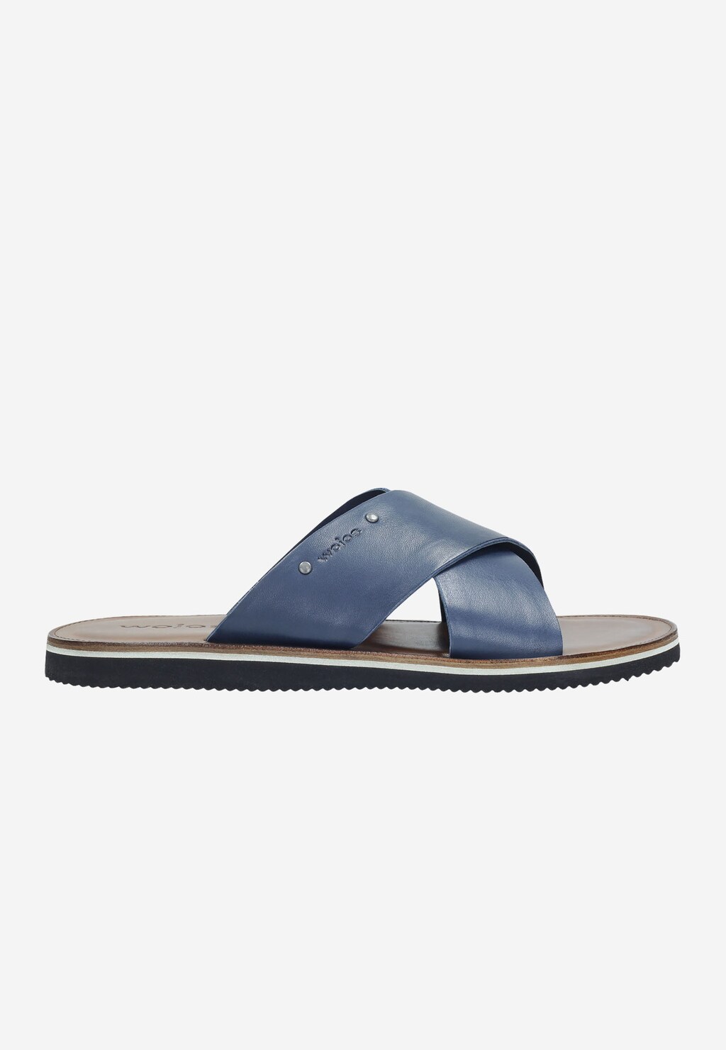 Granatowe męskie klapki ze skóry licowej 9259-56 Widok 2