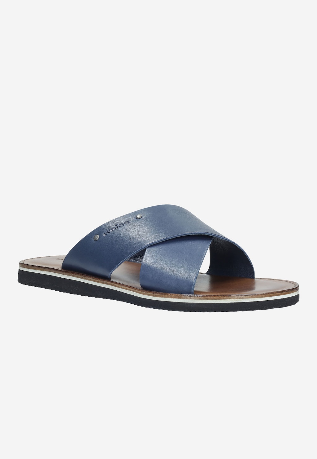 Granatowe męskie klapki ze skóry licowej 9259-56 Widok 3