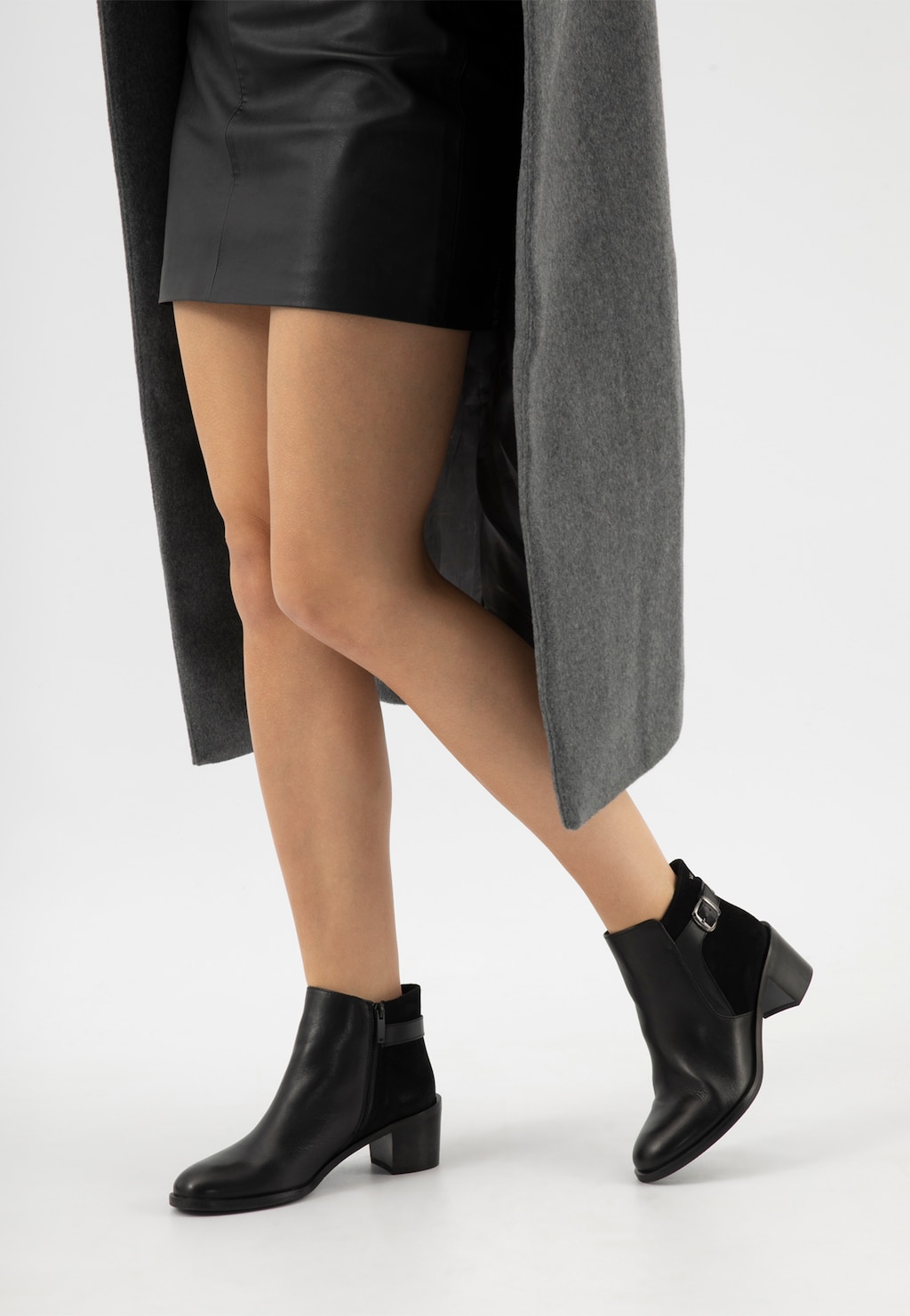 Čierne dámske kotníčky z kombinovaných koží 55327-71 Widok 8