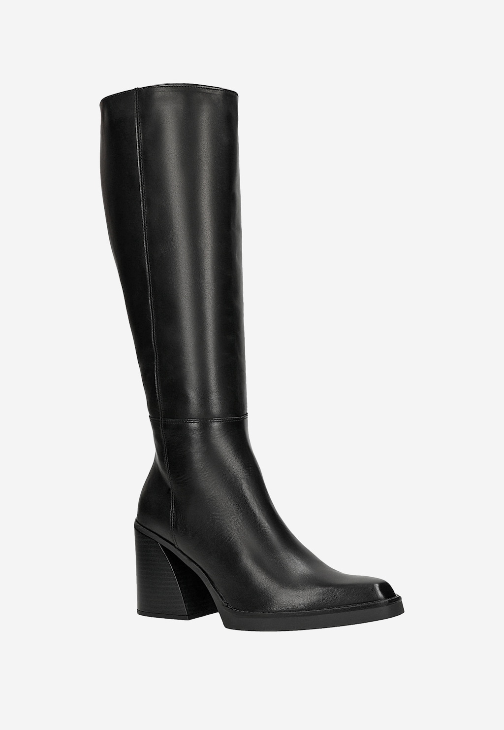 Čierne kožené dámske čižmy so zrezaným podpätkom 71114-51 Widok 3