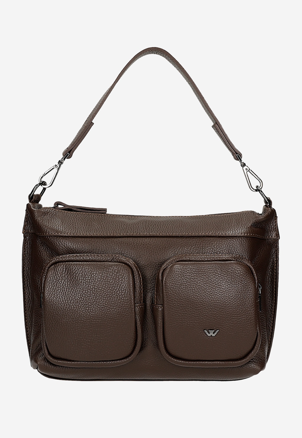 Skórzany czekoladowy kuferek damski z dwiema zewnętrznymi kieszeniami 80441-52 Widok 2