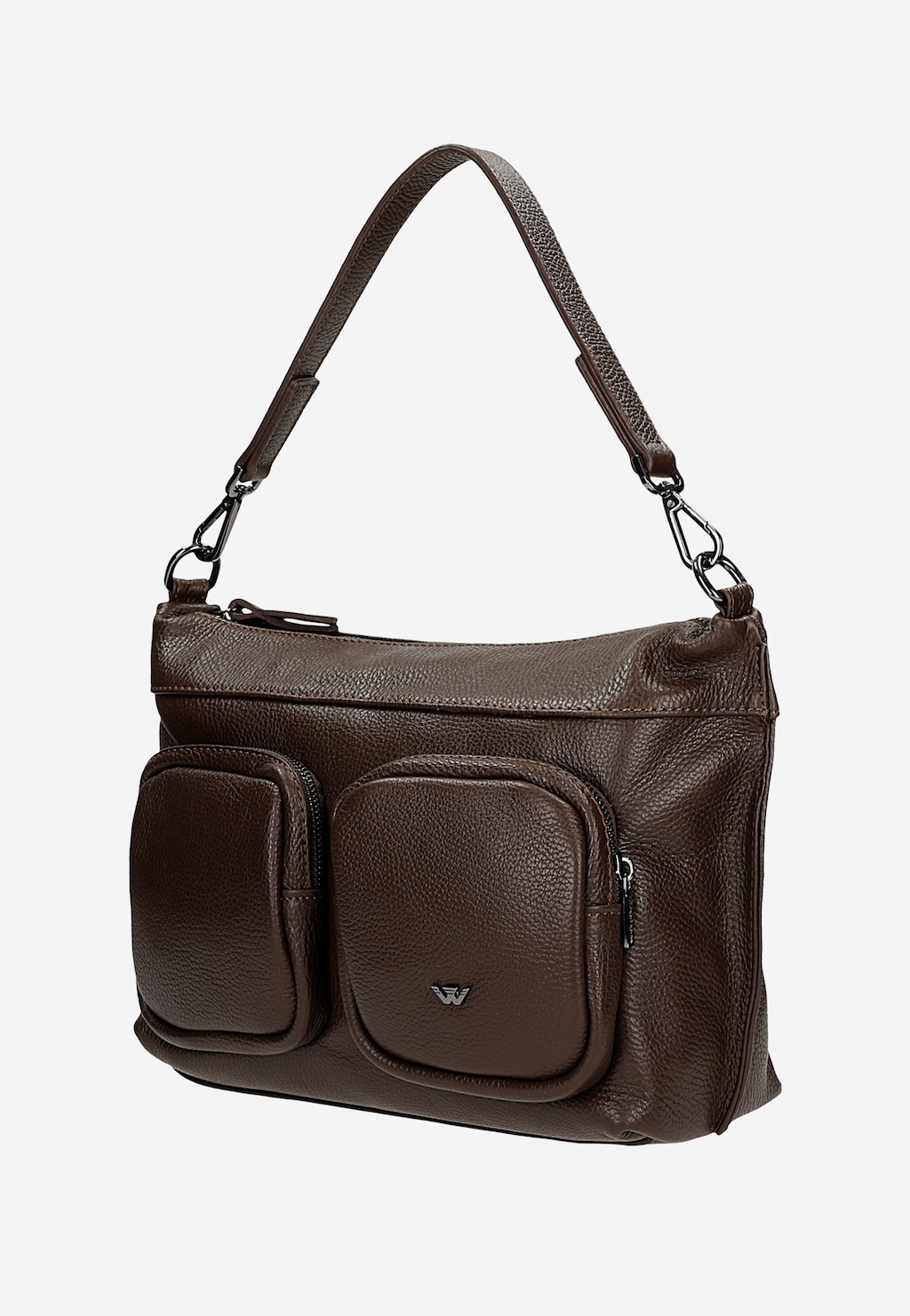 Skórzany czekoladowy kuferek damski z dwiema zewnętrznymi kieszeniami 80441-52 Widok 3