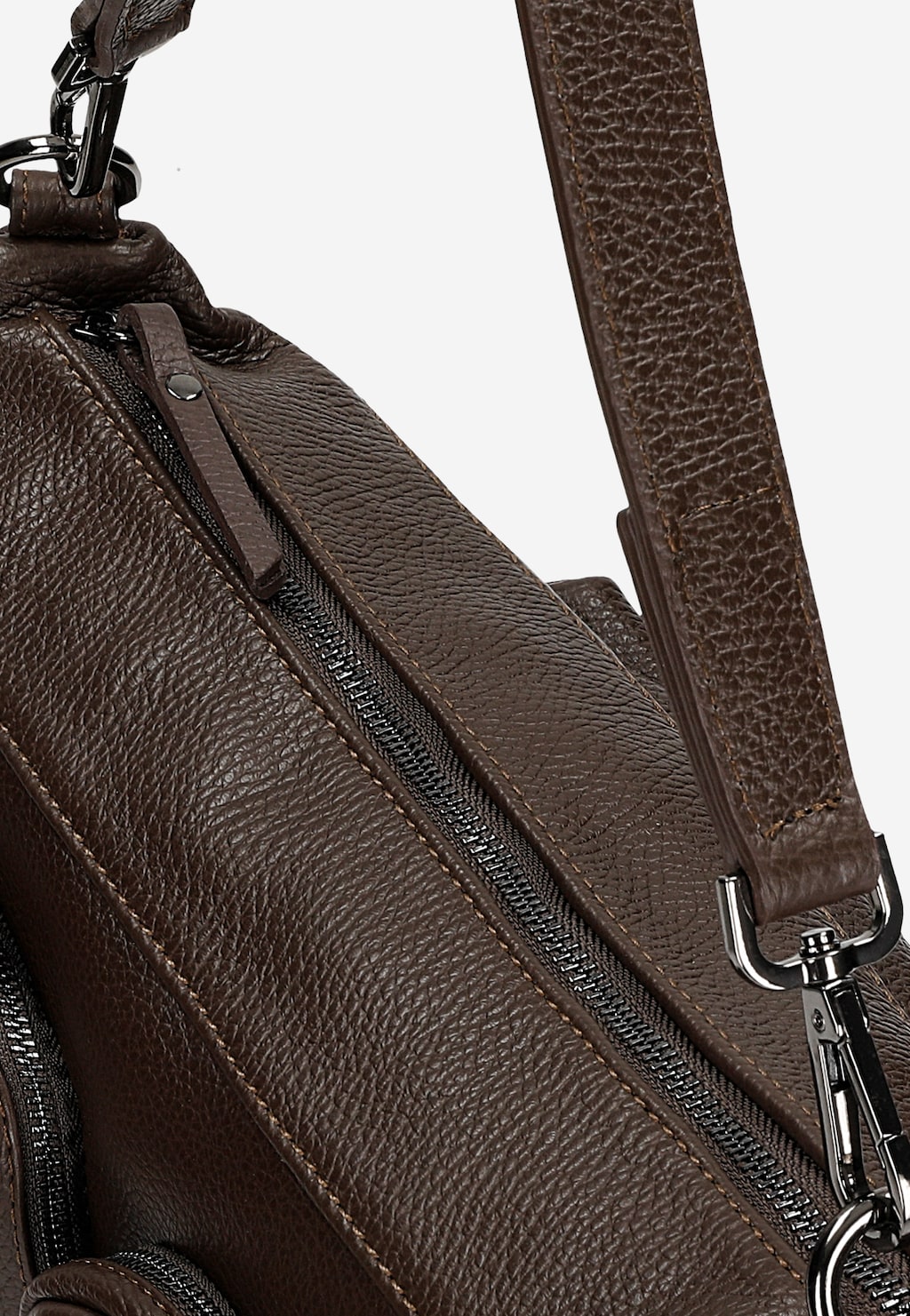 Skórzany czekoladowy kuferek damski z dwiema zewnętrznymi kieszeniami 80441-52 Widok 7