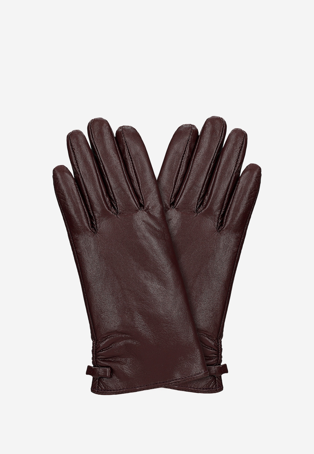 Bordové kožené dámské dotykové rukavice na smartphone 98127-55 Widok 3