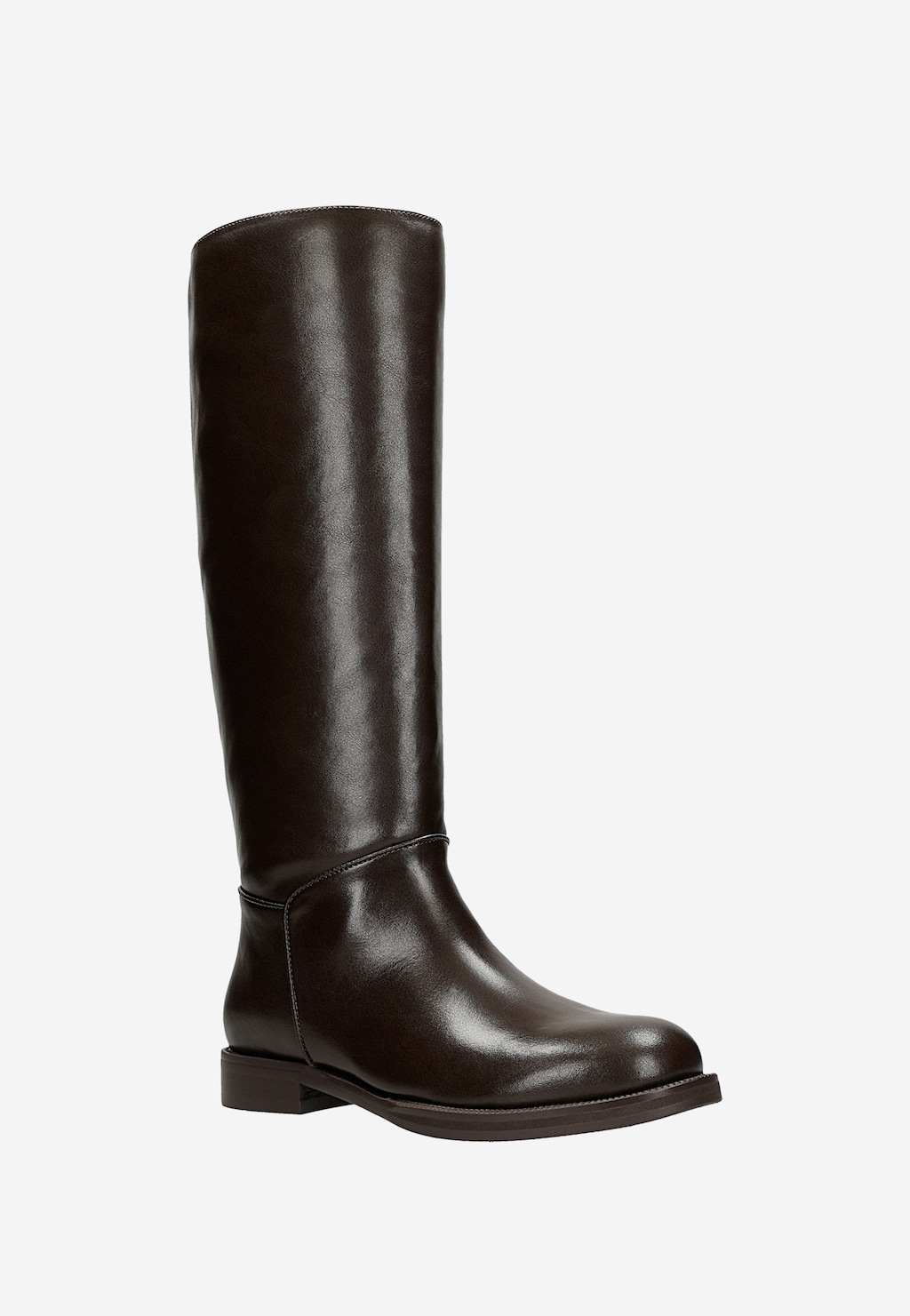 Brązowe czekoladowe kozaki damskie ze skóry licowej 71132-52 Widok 3